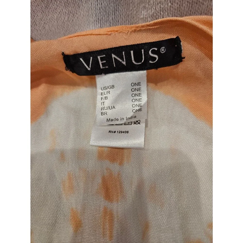 VENUS Tie Dye Kimono Cover Up Orange Peach White Medallion Long Duster One Size